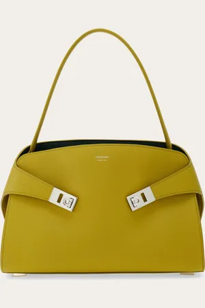 Salvatore Ferragamo Femmes Sac porté épaule Hug Soft bicolore (M) Jaune