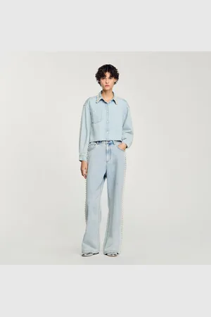 Sandro Chemise en jean à col perlé