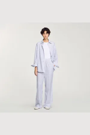 Sandro Pantalon à rayures strassé