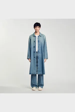 Sandro Manteau long en jean délavé