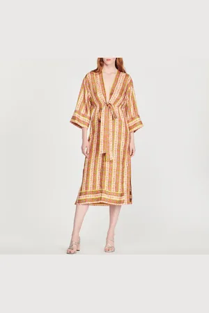 Sandro Robe caftan imprimé Flower Stripes