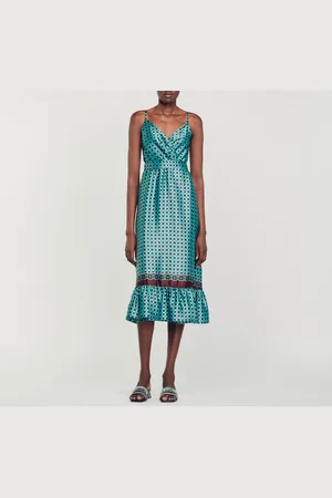 Sandro Robe midi satinée imprimée