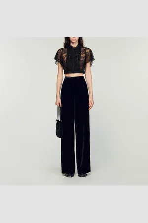 Sandro Pantalon large en velours