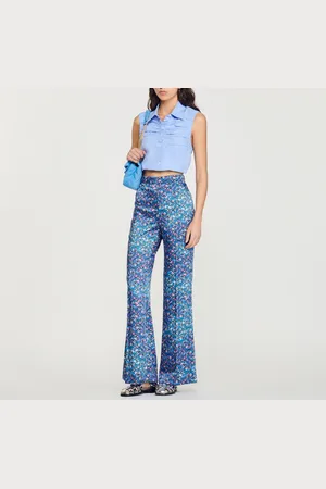 Sandro Pantalon satiné imprimé fleuri