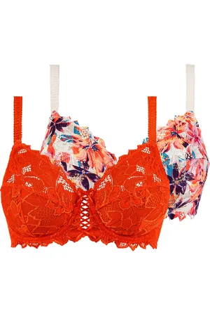 Sans Complexe Lot de 2 soutiens-gorge Duo Arum Orange Mandarine et Arum Mosaïc Imprimé Fleurs du Paradis