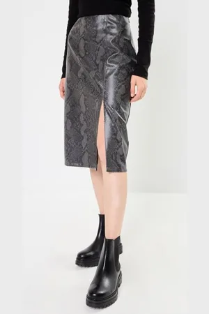 Noisy May Vêtements NMMIA CLARA PU HW SLIT MIDI SKIRT WVN