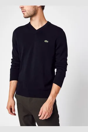 Lacoste Vêtements Pull Col V En Coton Biologique Uni Croco