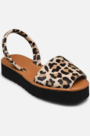 MINORQUINES Sandales et nu-pieds Avarca Platja Plateforme Cuir Léopard pour Femme