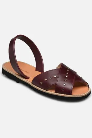 MINORQUINES Sandales et nu-pieds Avarca Rock Cuir Vintage Burdeos pour Femme
