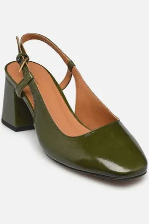 Rivecour Escarpins Slingback n°617 - Cuir vernis - Kaki pour Femme