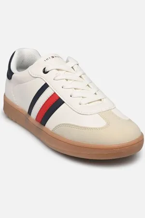 Tommy Hilfiger Baskets STRIPE LOW CUT LACE-UP SNEAKER /OFF WHITE/BLUE pour Enfant