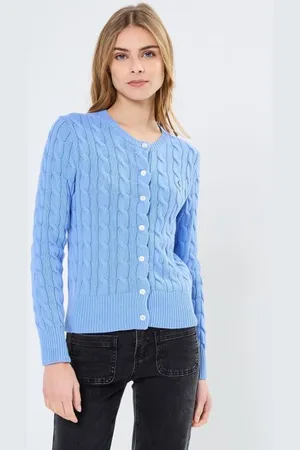 Ralph Lauren Vêtements Cardigan torsadé en coton à col rond