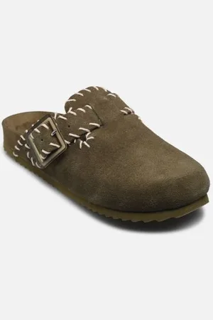 Colors of California Mules et sabots Leather sabot with stitchings pour Femme