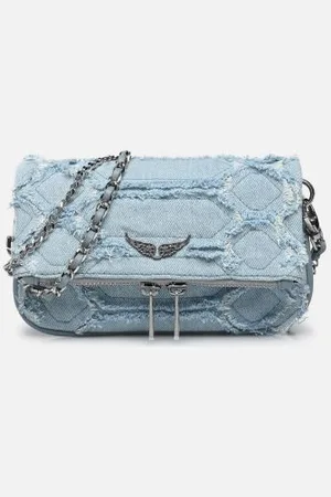 Zadig & Voltaire Sacs à main Rock Nano Fringed Denim pour Sacs