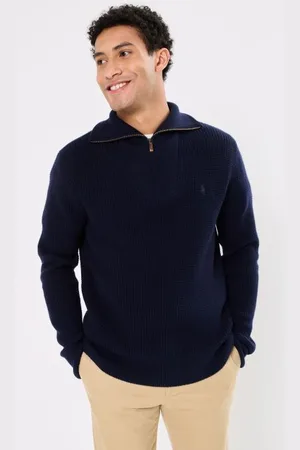 Ralph Lauren Vêtements Pull demi-zippé laine et coton gaufrés
