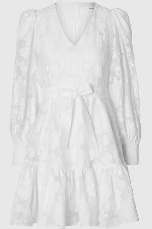 SELECTED À Manches Longues Fleuries Mini-robe