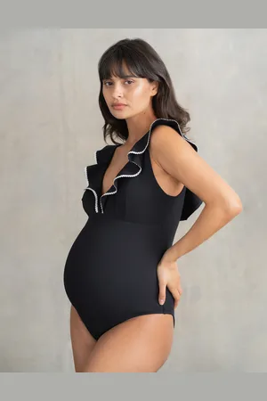 Séraphine Maillot de bain de maternité avec décolleté plongeant et détails volantés