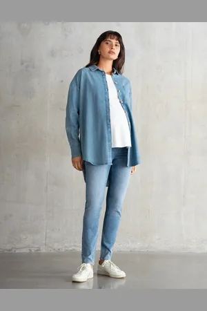 Séraphine Jean de maternité skinny en coton bio indigo