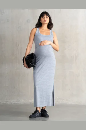 Séraphine Robe longue style moulant en jersey à encolure dégagée grossesse et allaitement