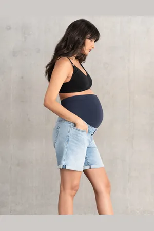 Séraphine Short de maternité en jean à revers sur le ventre