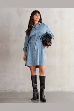 Séraphine Robe-chemise de maternité en chambray