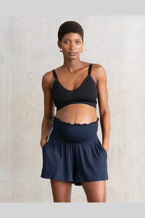 Séraphine Short Grossesse à Taille Froncée Bleu Marine