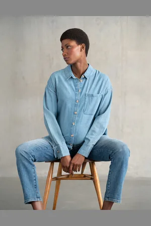 Séraphine Chemise de grossesse en jean avec ourlet arrondi