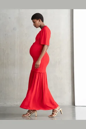 Séraphine Robe longue froncée de grossesse et allaitement
