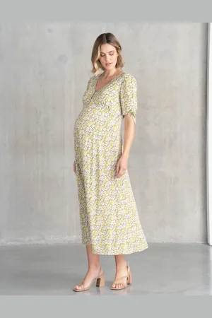 Séraphine Robe de maternité mi-longue avec manches nouées pour une touche moderne