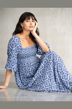 Séraphine Robe longue de maternité avec détails froncés