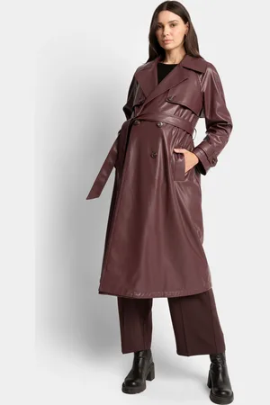 Séraphine Trench-coat de grossesse en cuir végan avec ceinture