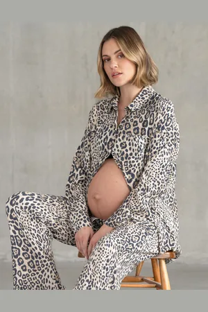 Séraphine Pantalon ample de maternité en lin mélangé - Taille basse