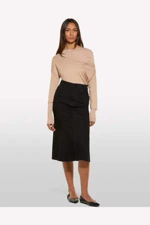 Sisley Jupe En Jean Évasée Noire Femme