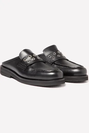 Sisley Leather Mules With Eyelets Femme