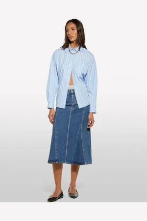 Sisley Jupe En Jean Évasée Bleue Femme