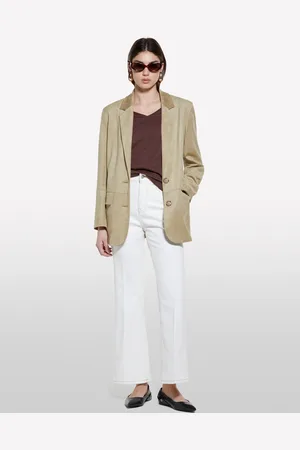 Sisley T-shirt Marron À Col En V Femme