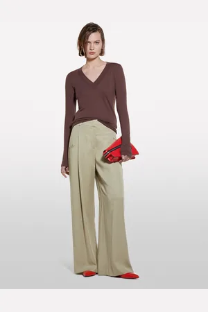 Sisley T-shirt Ajusté Marron À Manches Longues Femme