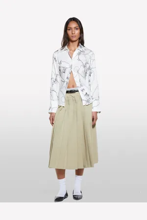 Sisley Jupe Plissée Vert Militaire Femme