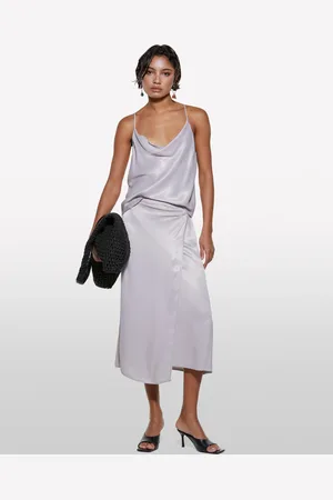 Sisley Jupe En Satin Gris Femme