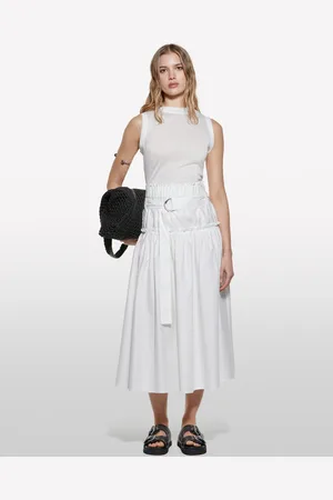 Sisley Jupe Évasée Blanche Avec Ceinture Femme