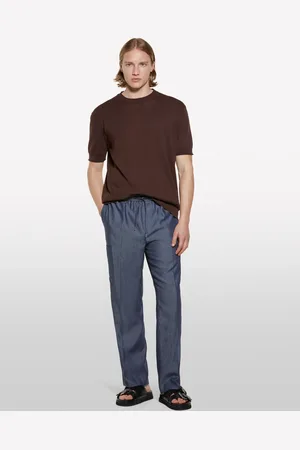 Sisley Chemise Marron À Manches Courtes Homme