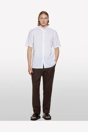 Sisley Chemise Blanche À Manches Courtes Homme