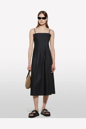 Sisley Robe Midi Évasée Noire Femme