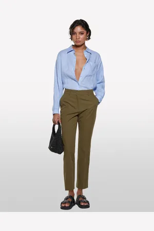 Sisley Pantalon Flare Vert Militaire Femme