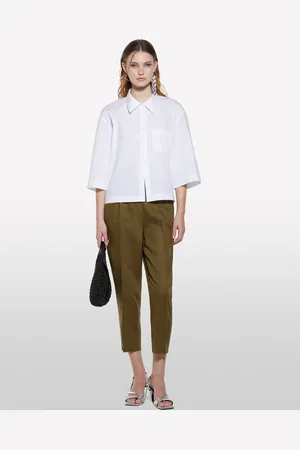 Sisley Pantalon De Jogging Vert Militaire En 100% Lin Femme