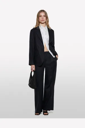 Sisley Pantalon Coupe Flare En 100% Lin Femme