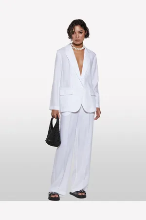 Sisley Pantalon Coupe Flare En 100% Lin Femme