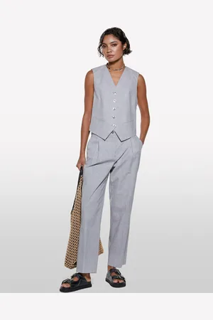 Sisley Chino Gris Coupe Slim Teint En Fil Femme
