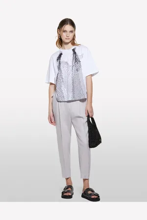 Sisley Pantalon De Jogging Gris 100% Lin Femme