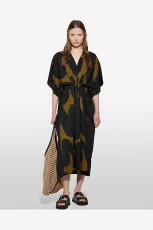 Sisley Caftan Long Imprimé Fond Foncé Femme